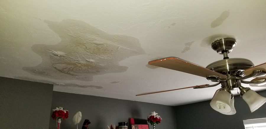 Ceiling water damage that later developed mold
