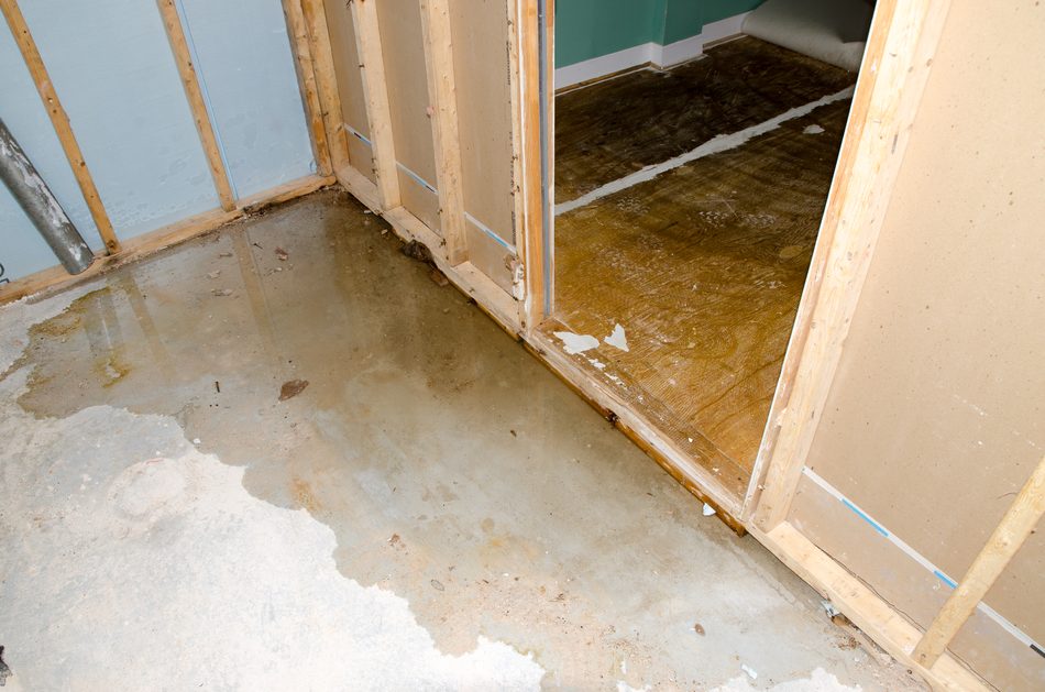 Drying equipment in a flooded basement